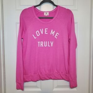 Sundry Pink Love Me Truly Pull Over Sweatshirt Sz S